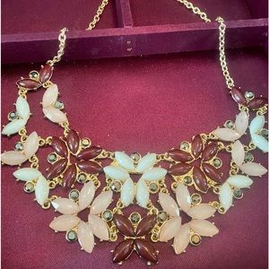 NY & Company Flowered Gold Statement Necklace